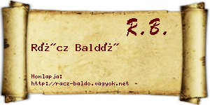 Rácz Baldó névjegykártya